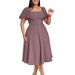 Women's Clothing Horn Sleeve Square Neck High Waist Solid Color Elegant_ecoleips.com