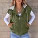 Women's Sleeveless Hooded Vest - Color-Block Design With Drawstring For Fall Layering, Casual Outerwear_ecoleips.com