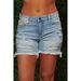 Women's Clothing Ripped Raw Edge Denim Shorts Ladies Hot Pants_ecoleips.com