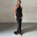 Verve Fashion 2025 Summer New Sexy Backless Ruched Slim Sleeveless Elegant Women's Gown Dress_ecoleips.com