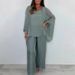 Women's Clothing Fashionable Loose Chiffon Long Sleeved Tops Wide Leg Pants Casual Suits_ecoleips.com