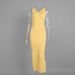 Elegant V-Neck Sleeveless Knit Dress - Breathable Viscose High Waist Bodycon Summer Dress For Women In Solid Colors (Pink/Green/Brown/Yellow)_ecoleips.com