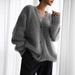 Women's Clothing Luxury Faux Mink Knit Cardigan Women's V-Neck Long Sleeve Oversized Sweater Coat For Autumn Winter_ecoleips.com