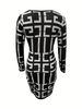 Slim Fit V Neck Evening Dress For Women Autumn Plaid Ruched Hip Hugging Sexy Casual Dress_ecoleips.com