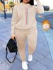 Women's Autumn/Winter Hip Hop Casual Street Paris Letter Pattern Printed Round Neck Sweatshirt+Sweatpants Warm Set-639_ecoleips.com