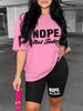 Summer Women's Casual Fashion Letter Graphic Print Loose T-shirt Shorts Two-piece Set Summer Sportswear Suitable For Daily Wear-158_ecoleips.com