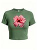 Women’s Trendy Logo Print Crop Top, Y2K Short Sleeve Casual Fashion T-Shirt_ecoleips.com