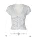 Women's Sexy Deep V Neck T-Shirt Polka Dot Pattern Pleated Waist Slimming Top European American Style Spring New Arrivals_ecoleips.com