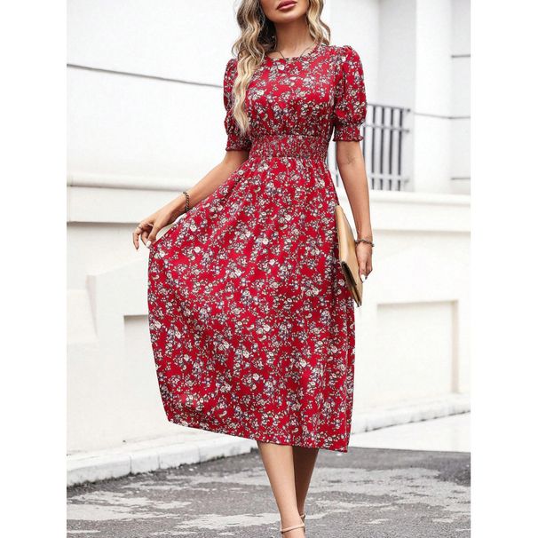Real Shot In-stock Foreign Trade Cross-border 1688 Alibaba Floral Print Puff Sleeve European And American_ecoleips.com