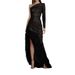 Spring And Summer New European And American Women's Dress Color Sleeveless Irregular Slant Neck Elegant Mesh Evening Dress_ecoleips.com