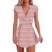 Floral Print V-Neck Bodycon Sundress - Stretch Chiffon Sleeveless Dress For Women, Casual Bodycon Fit_ecoleips.com