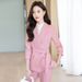 Pink Women's Petite Suit Set High-End Elegant Professional Commuter Style for Spring And Autumn_ecoleips.com