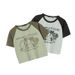 American Retro Style Spicy Girl Raglan Sleeve Color-block Printed T-shirt For Women, 2024 New Summer Short-sleeve_ecoleips.com