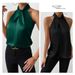 Women's Clothing Halter Sleeveless Vest Satin Simulation Silk Top Shirt_ecoleips.com