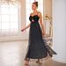 Women’s Clothing Mesh Sequined Suspender Evening Dress Women's Long Banquet Temperament Lady Slim Fit Dress_ecoleips.com