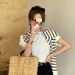 92% Cotton Front Shoulder Crew Neck Short-sleeved T-shirt Women's Korean Version Loose Summer New Solid Color Small Inner Top_ecoleips.com