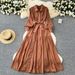 Women's Clothing Autumn Celebrity Niche High End Lace Splicing Single Breasted Waist Knee Length Skirt_ecoleips.com