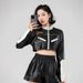 Women's Clothing Faux Leather Biker Jacket - Streetwear Chic Short Coat With Contrast Stitching, Slim Fit, Zipper Closure, Stylish & Versatile_ecoleips.com