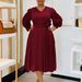 D3326 New European And American Spring Fashion Elegant Solid Color A-line Plus Size Cross-border Dress_ecoleips.com