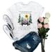 European And American Cross-border Foreign Trade Clothing, Simple Pattern Round-neck Printed Women's Short-sleeve_ecoleips.com