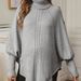 Textured Cable-Knit Sweater – Oversized Batwing Sleeve Pullover With Button Accents (S-XL, Minimalist Neutrals, Avant-Garde Streetwear Staple)_ecoleips.com