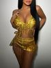 Women's new split swimsuit three-piece suit female flash fabric sexy tassel bikini bikini spot_ecoleips.com