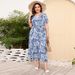 plus Size V-neck Floral Maxi Dress Women's Casual Beach Vacation Loose Waist Fashion Long Dress For Spring/Autumn Summer_ecoleips.com