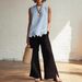 Sleeveless Round Neck Blouse With Flared Hem – Minimalist Summer Top For Women In Solid Colors (White/Black/Light Blue/Burgundy/Yellow, S-XXL)_ecoleips.com