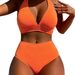 European And American Women's Sexy Bikini Two-Piece Backless Swimsuit with Ribbon_ecoleips.com