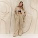 Aria Basics Cross-Border Cotton Long-Sleeved Shirt Wide-Leg European And American 2025 Summer Solid Color Slightly Flared Trousers_ecoleips.com