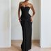 Shining Splicing Gown Party Dress For Women Sexy Strapless Sleeveless Slim Evening Dress Elegant Tie-Up Draped White Long Dress_ecoleips.com