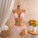 European American Style Solid Color Hollow out Bikini Set Women's Three Piece Swimsuit with Suspender Skirt for Vacation_ecoleips.com
