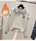 Youthful Contrast Color Knit Top & Korean Jogger Pants Set - Casual Two-Tone Outfit With Relaxed Fit_ecoleips.com