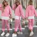 Women's Clothing Casual Color Matching Women's Suit Loose Long Sleeved Fake Two Piece Sweatshirt Sports Trousers Two Piece Suit Female_ecoleips.com