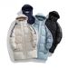 Unisex Long Padded Coat Winter Jacket With Polyester Fill, Loose Fit, Stand Collar, Zip Closure (Blue, Navy, Beige)_ecoleips.com