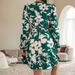 Beach Seaside Vacation Short Dresses Sexy V-neck Lace Up Waist Mushroom Edge A-Line Dress Casual Floral Bell Sleeve A-Line Dress_ecoleips.com