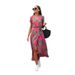 2024 Women's Summer New V-neck Printed Lace Up Dress_ecoleips.com