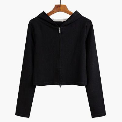 hooded Cardigan Sweatshirt Women, Spring And Autumn Thin Style, 2021 Long-sleeve Zip-up Short Top Jacket,_ecoleips.com