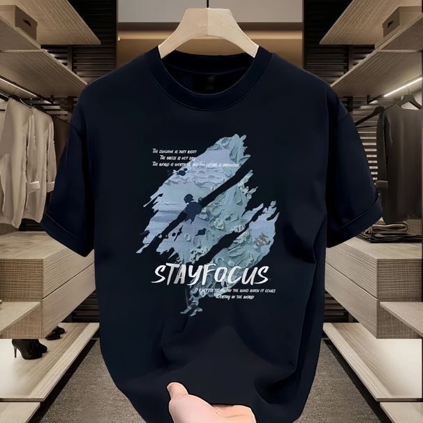 Men's Round Neck T-Shirt Pure Cotton Short Sleeve Printed Trendy Summer Top For Men And Women_ecoleips.com