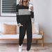 Women's Solid Color round Neck Long Sleeve Top And Trousers Set European And American Style Two Piece Autumn Wear_ecoleips.com