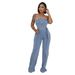 Women's Clothing Strapless Slim Fit Elastic Washed Denim Jumpsuit For Women Wide Leg Pants For Formal & Casual For Women_ecoleips.com