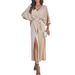 Women's Clothing Spring And Summer Temperament Elegant High Waist V Neck Loose Dress_ecoleips.com