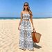 Summer Bohemian Print Two Piece Set Bandeau Top And Wide Leg Pants Women's Style Hot Selling_ecoleips.com