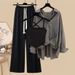 Women's Clothing New Fashion Retro Suspender Shirt Versatile Wide Leg Pants Three Piece Suit_ecoleips.com