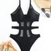 Aria Basics Trendy Sexy European And American Cross-border Bikini, Popular On , Black Mesh Patchwork Backless Swimsuit For_ecoleips.com