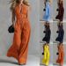 Women's Clothing Sleeveless Jumpsuit, Stand Collar Wide Leg Romper For Casual And Office Wear_ecoleips.com
