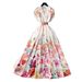 Women's Clothing Palace Style Retro Collar Dress Socialite Waist Single-breasted Printed Dress_ecoleips.com