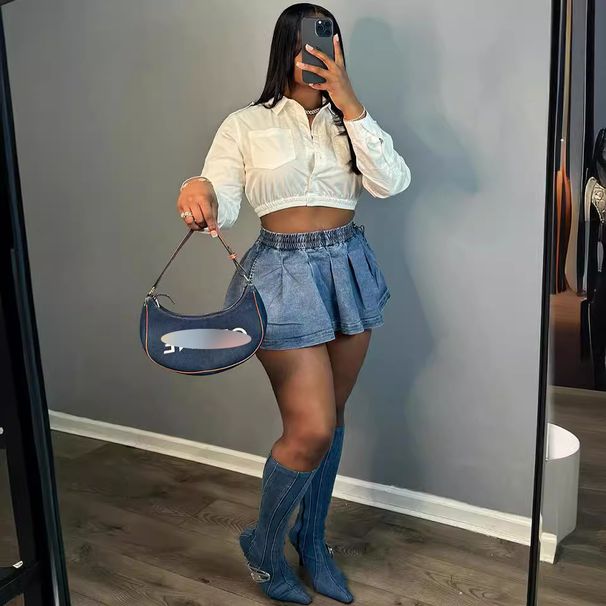 Women's High Waist Denim Skirt - Sexy Ruffled Mini Skirt For Summer Casual Stretch Fit A-Line Style_ecoleips.com