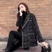 "Black Checkered Wool Blazer For Women – Oversized Casual Tweed Jacket, Relaxed Fit Spring/Fall Office Coat With Patch Pockets"_ecoleips.com