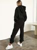 Women's Autumn And Winter Fashion Casual IDK IDC IDGAF Letter Printed Thick Suede Warm Hooded Sweatshirt+sports Pants Set-820_ecoleips.com